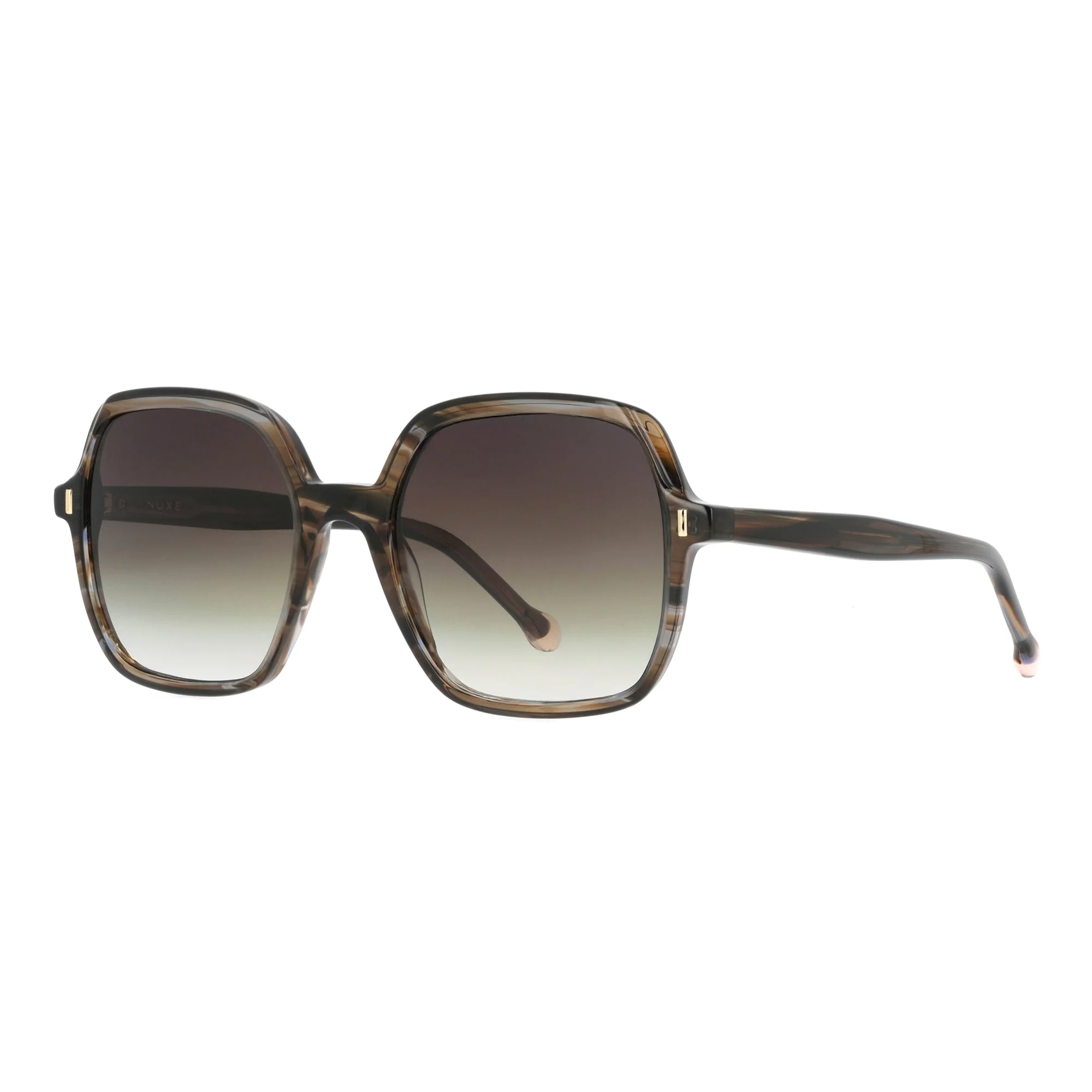 Lunettes de soleil Soyeuse - Ecaille rayée gris et brun - Image 2